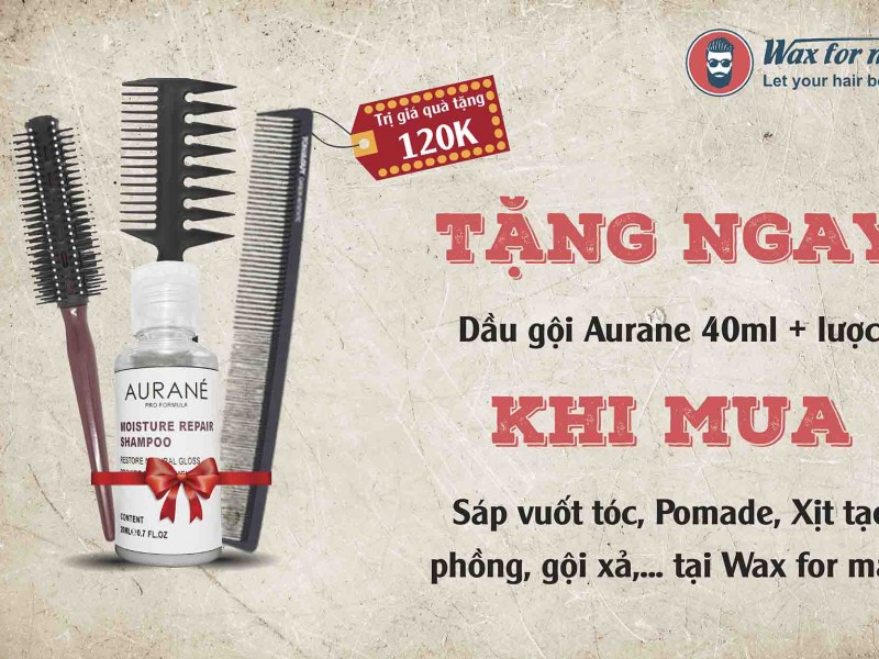 Khuyến mãi mua sáp tặng lược + dầu gội Aurane 40ml